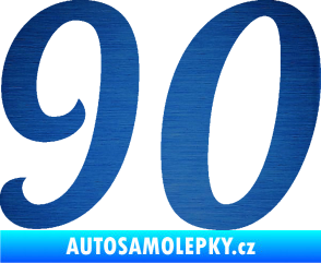 Samolepka Startovní číslo 90 typ 3   škrábaný kov modrý