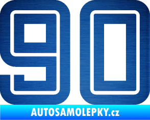 Samolepka Startovní číslo 90 typ 7 škrábaný kov modrý