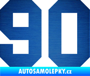 Samolepka Startovní číslo 90 škrábaný kov modrý