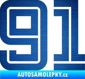 Samolepka Startovní číslo 91 typ 7 škrábaný kov modrý