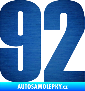 Samolepka Startovní číslo 92 typ 2  škrábaný kov modrý