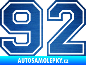 Samolepka Startovní číslo 92 typ 4 škrábaný kov modrý