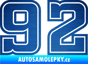 Samolepka Startovní číslo 92 typ 5 škrábaný kov modrý