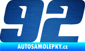 Samolepka Startovní číslo 92 typ 6 škrábaný kov modrý
