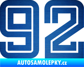 Samolepka Startovní číslo 92 typ 7 škrábaný kov modrý