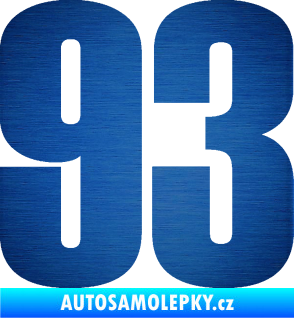 Samolepka Startovní číslo 93 typ 2   škrábaný kov modrý