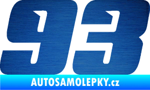Samolepka Startovní číslo 93 typ 6 škrábaný kov modrý