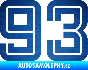 Samolepka Startovní číslo 93 typ 7 škrábaný kov modrý