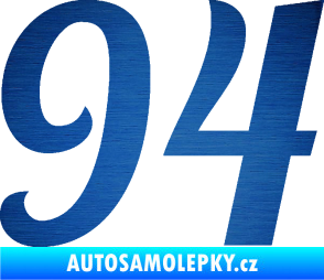 Samolepka Startovní číslo 94 typ 3    škrábaný kov modrý
