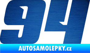 Samolepka Startovní číslo 94 typ 6 škrábaný kov modrý