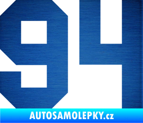 Samolepka Startovní číslo 94 škrábaný kov modrý