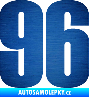 Samolepka Startovní číslo 96 typ 2     škrábaný kov modrý