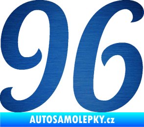 Samolepka Startovní číslo 96 typ 3    škrábaný kov modrý