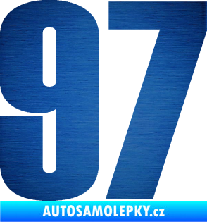 Samolepka Startovní číslo 97 typ 2 škrábaný kov modrý