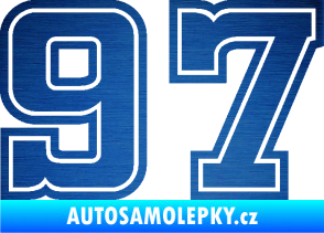 Samolepka Startovní číslo 97 typ 5 škrábaný kov modrý