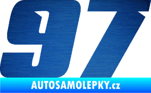 Samolepka Startovní číslo 97 typ 6 škrábaný kov modrý