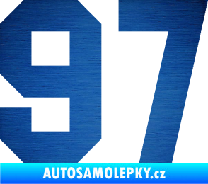 Samolepka Startovní číslo 97 škrábaný kov modrý