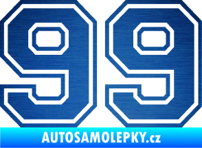 Samolepka Startovní číslo 99 typ 4 škrábaný kov modrý