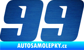 Samolepka Startovní číslo 99 typ 6 škrábaný kov modrý