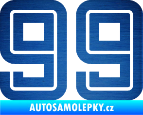 Samolepka Startovní číslo 99 typ 7 škrábaný kov modrý