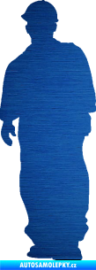 Samolepka Stavební dělník 001 levá škrábaný kov modrý