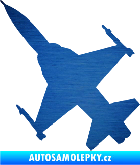 Samolepka Stíhací letoun 003 levá škrábaný kov modrý