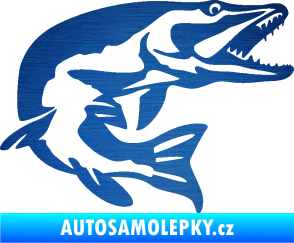 Samolepka Štika 001 pravá škrábaný kov modrý