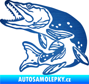 Samolepka Štika 002 levá škrábaný kov modrý