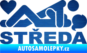Samolepka Středa nápis škrábaný kov modrý
