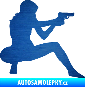 Samolepka Střelkyně 003 pravá škrábaný kov modrý