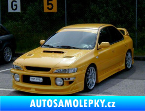 Samolepka Subaru Impreza starší - přední škrábaný kov modrý