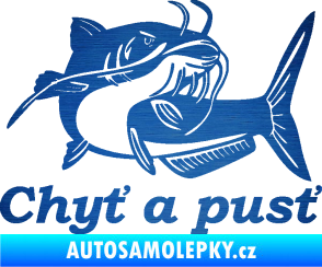 Samolepka Sumec 002 chyť a pusť pravá škrábaný kov modrý