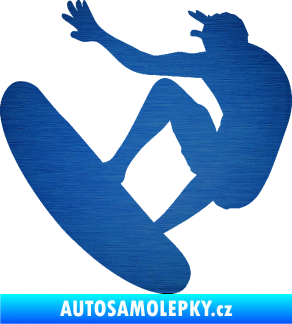 Samolepka Surfař 003 levá škrábaný kov modrý