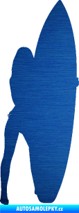 Samolepka Surfařka 002 levá škrábaný kov modrý