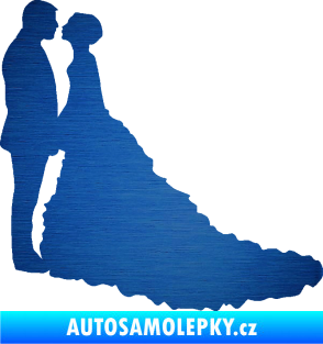 Samolepka Svatba 002 levá škrábaný kov modrý