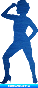 Samolepka Tanec 007 levá jazz tanečnice škrábaný kov modrý