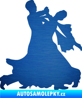 Samolepka Tanec 010 levá waltz škrábaný kov modrý