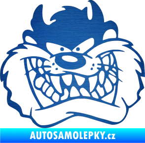 Samolepka Tazman zubatej levá škrábaný kov modrý