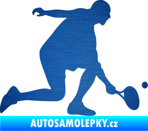 Samolepka Tenista 003 pravá škrábaný kov modrý