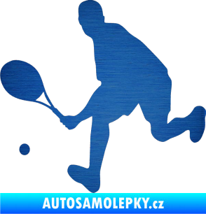 Samolepka Tenista 007 levá škrábaný kov modrý