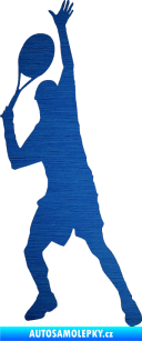 Samolepka Tenista 008 levá škrábaný kov modrý