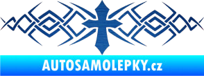 Samolepka Tetování 080 kříž škrábaný kov modrý