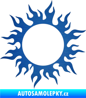 Samolepka Tetování 116 slunce s plameny škrábaný kov modrý