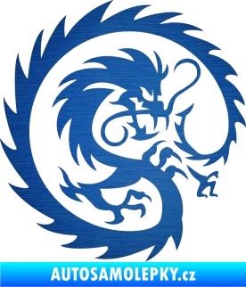 Samolepka Tetování 119 drak škrábaný kov modrý