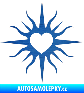 Samolepka Tetování 158 srdce škrábaný kov modrý