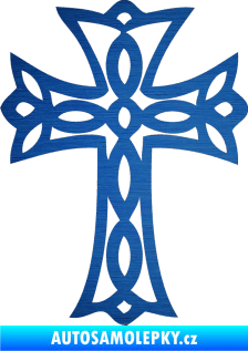 Samolepka Tetování 191 kříž škrábaný kov modrý