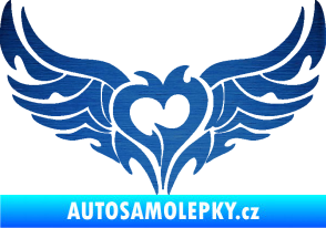 Samolepka Tetování 211 levá srdce na zadní okno škrábaný kov modrý