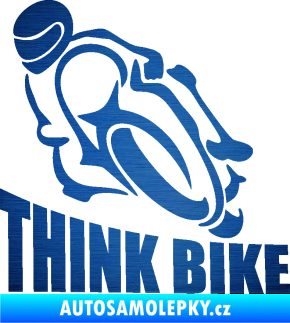 Samolepka Think bike 001 motorkář škrábaný kov modrý