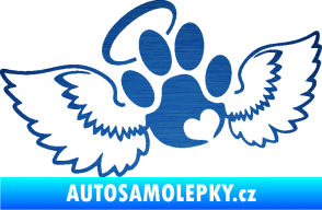 Samolepka Tlapka 010 andělíček levá škrábaný kov modrý