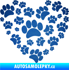 Samolepka Tlapky love 003 škrábaný kov modrý